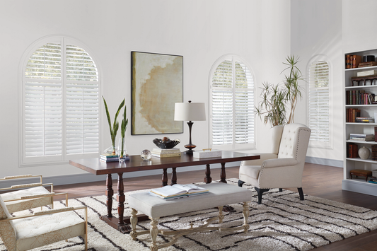 Painted Wood Arch Top Plantation Shutter