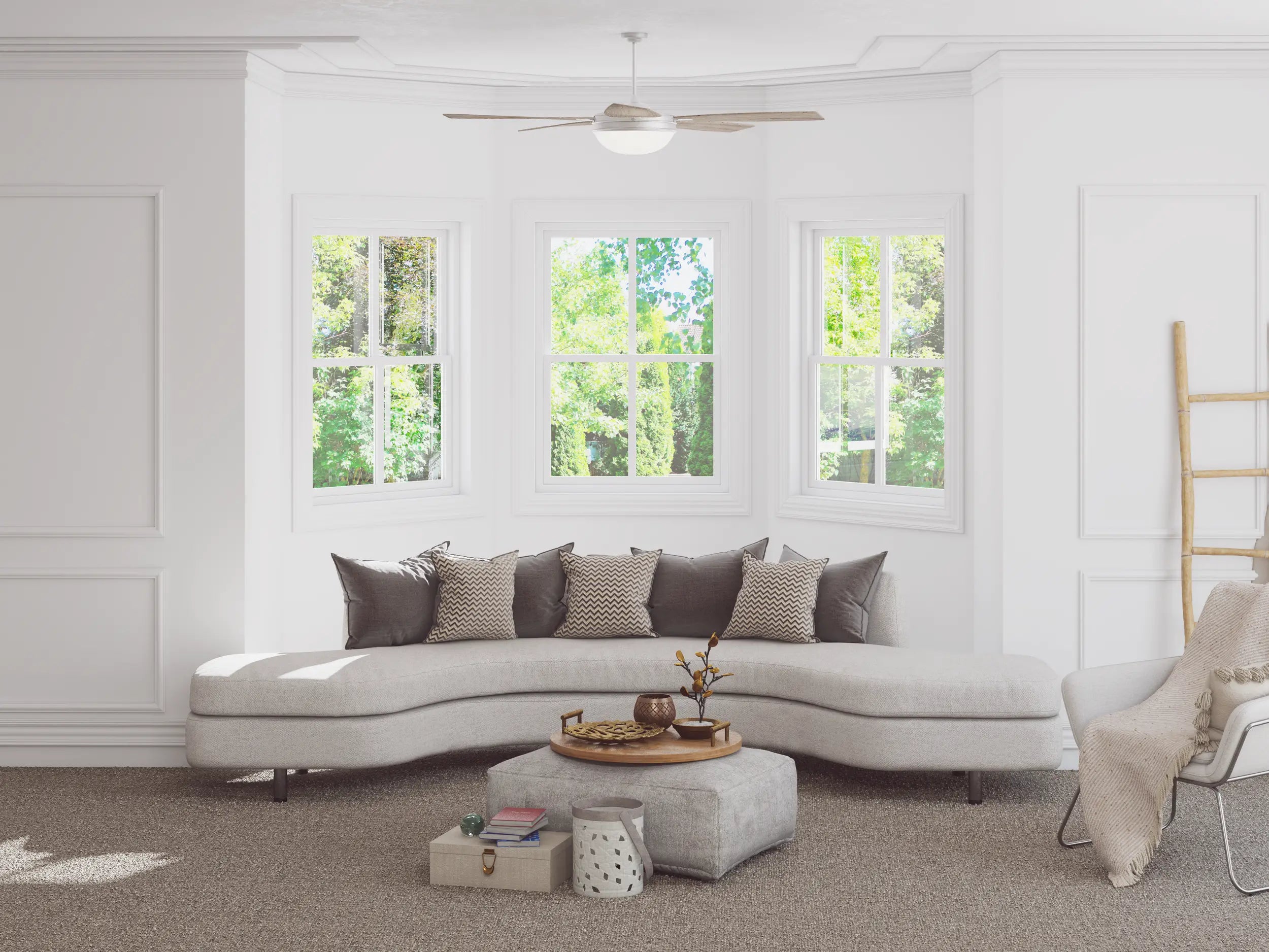 living room without window shutters