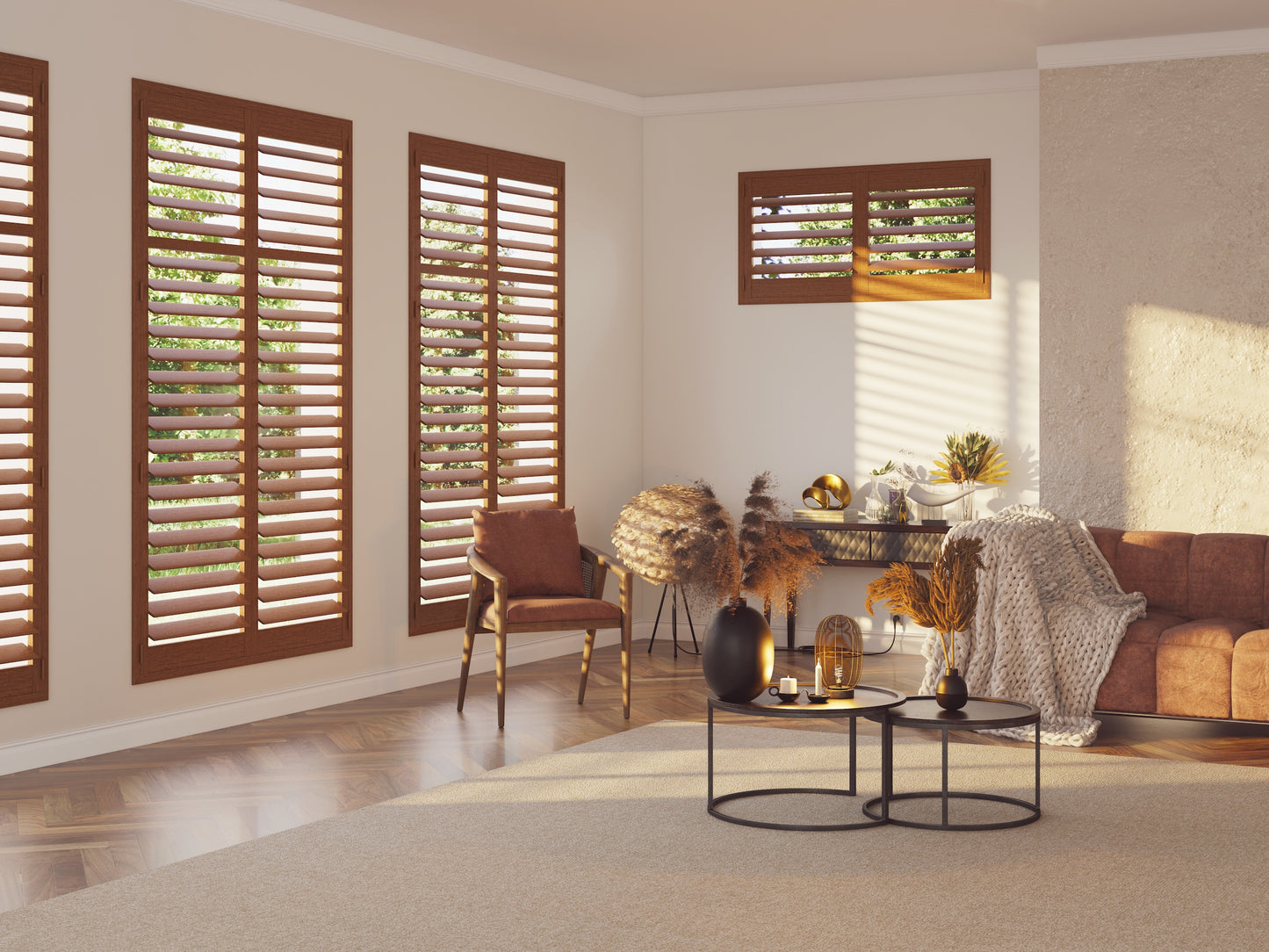 Stained Wood Plantation Shutter