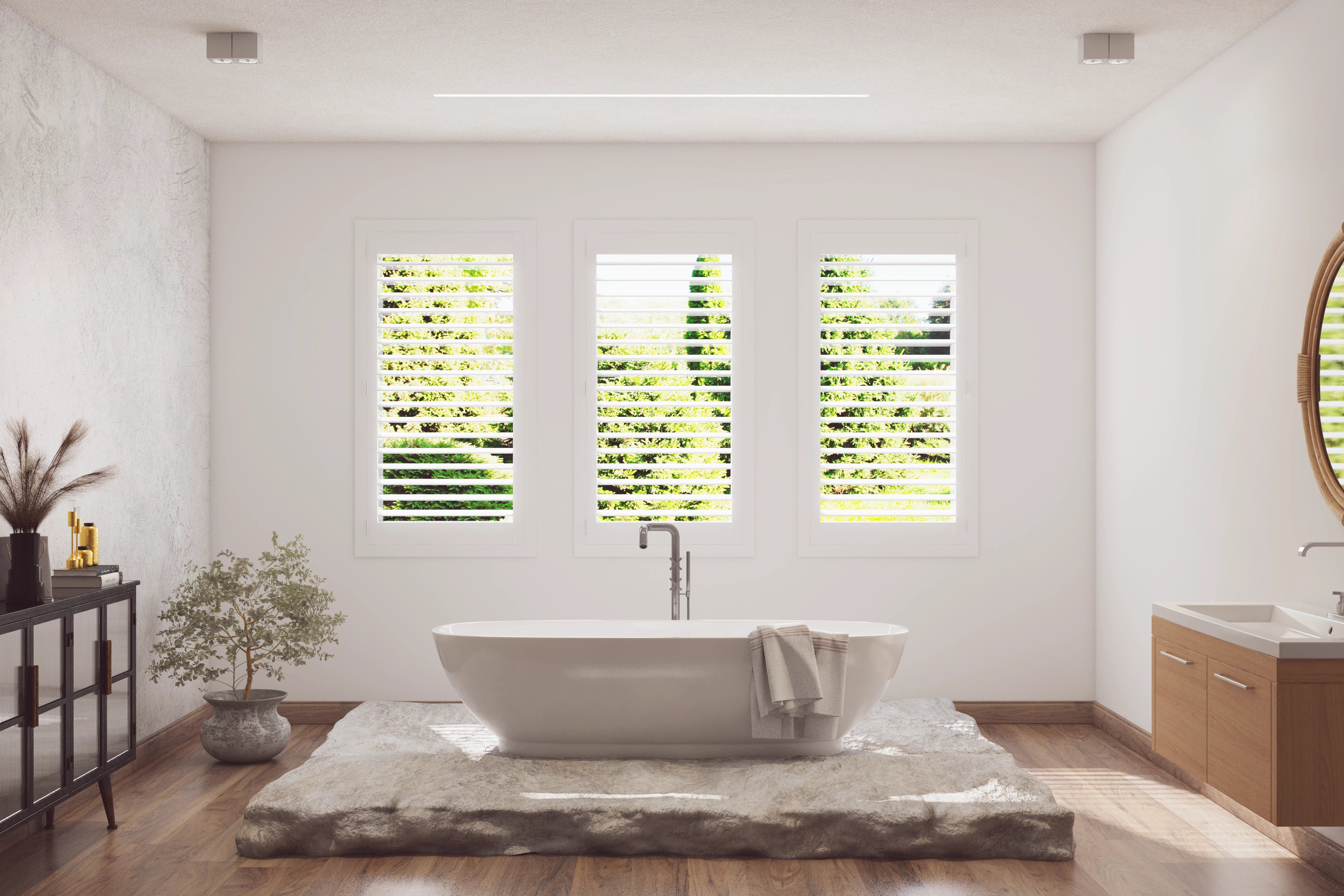 bathroom plantation shutters
