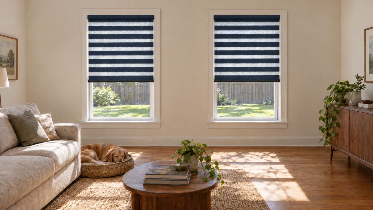 Zebra Shades in Navy Stripe — image