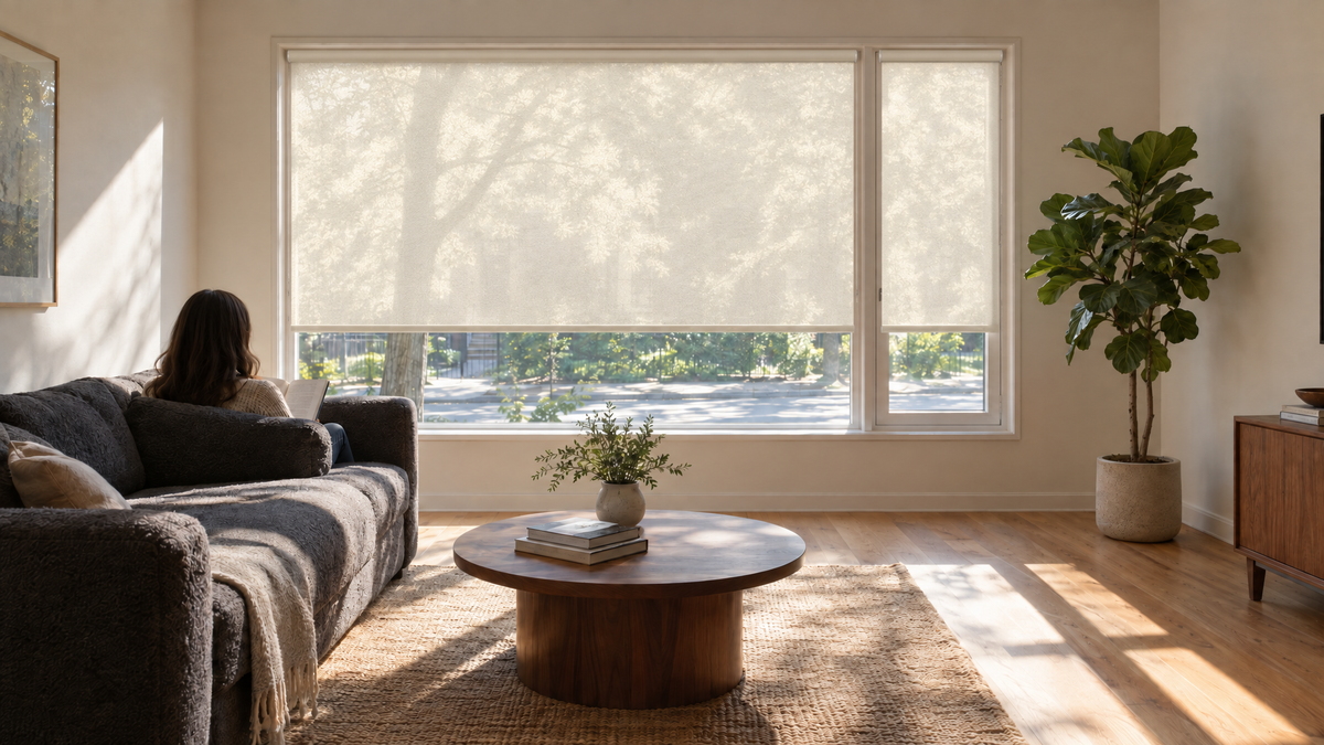 Solar shades on street level apartment