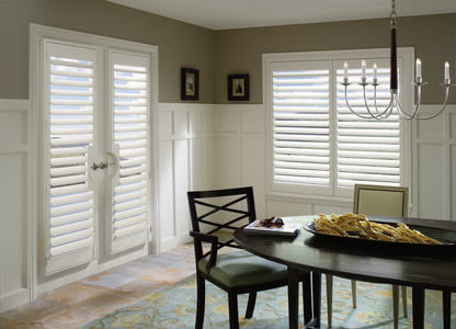 Painted Wood French Door Plantation Shutter