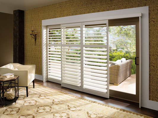 Hybrid Wood Sliding Glass Door Plantation Shutter