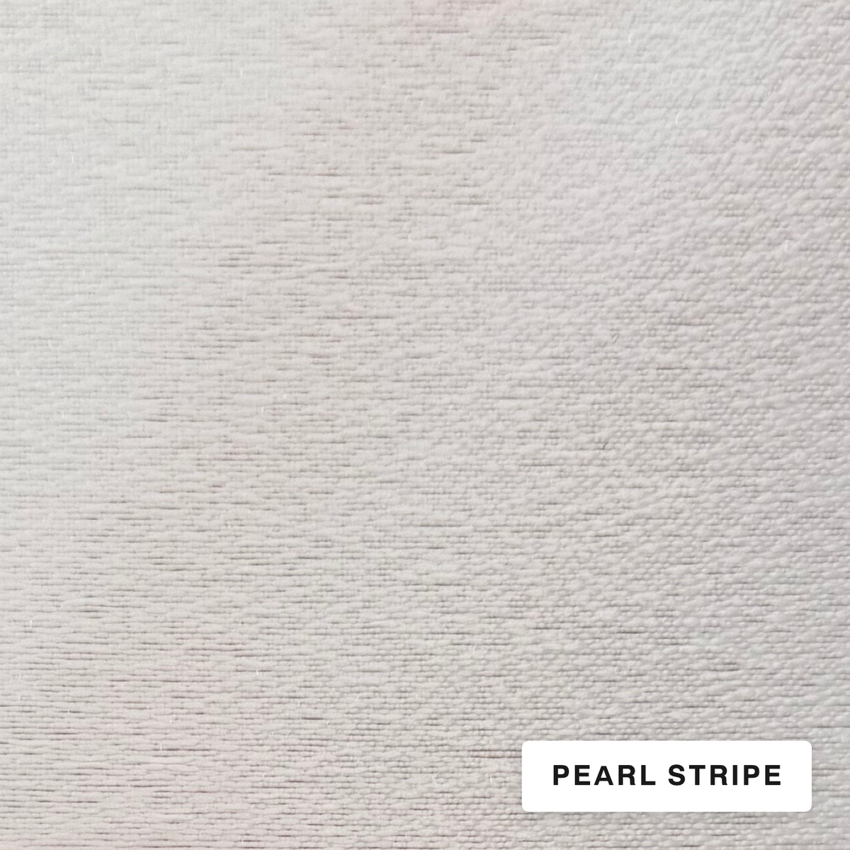 A close-up texture swatch of a light warm off-white fabric or material labeled 'PEARL STRIPE' in the bottom right corner.