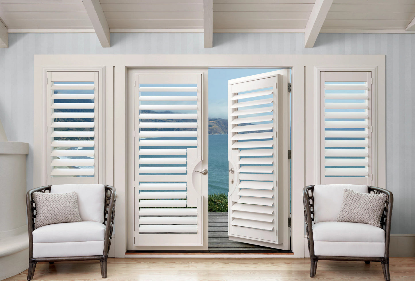 Hybrid Wood French Door Plantation Shutter
