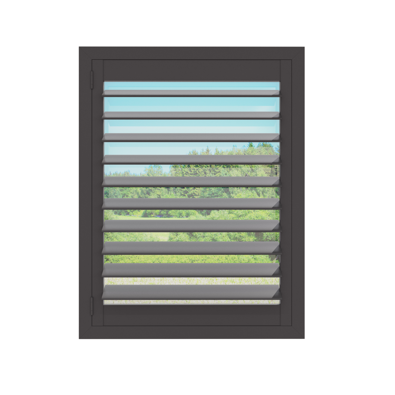 Slate Gray plantation shutter louvers, closed