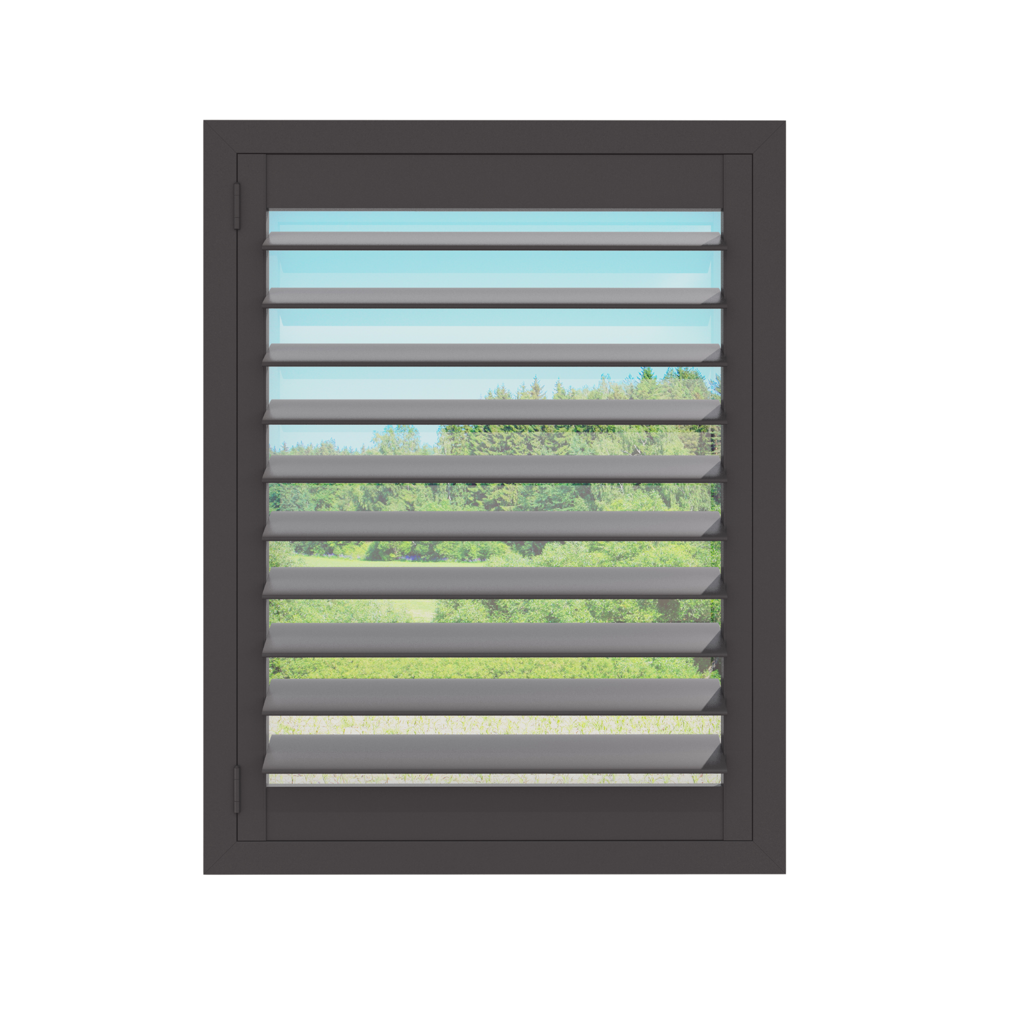 Slate Gray plantation shutter louvers, closed