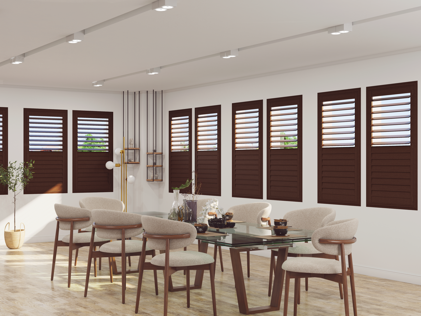 Stained Wood Plantation Shutter