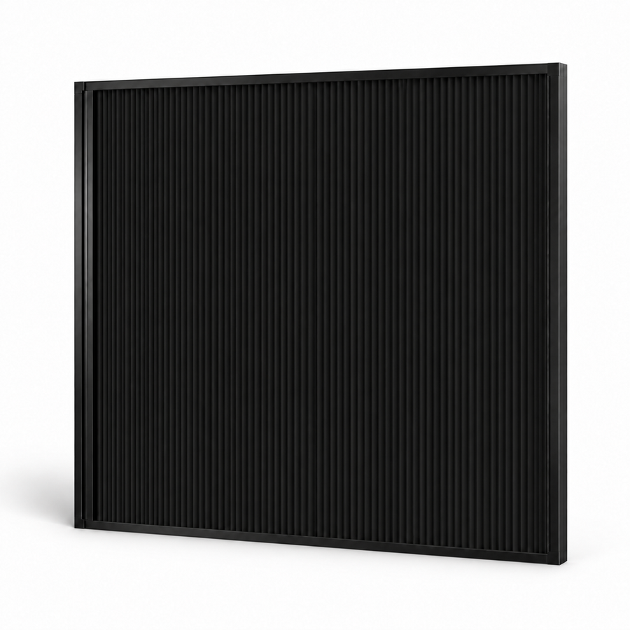 ZeroGlow Blackout Shade — black fabric, angled view
